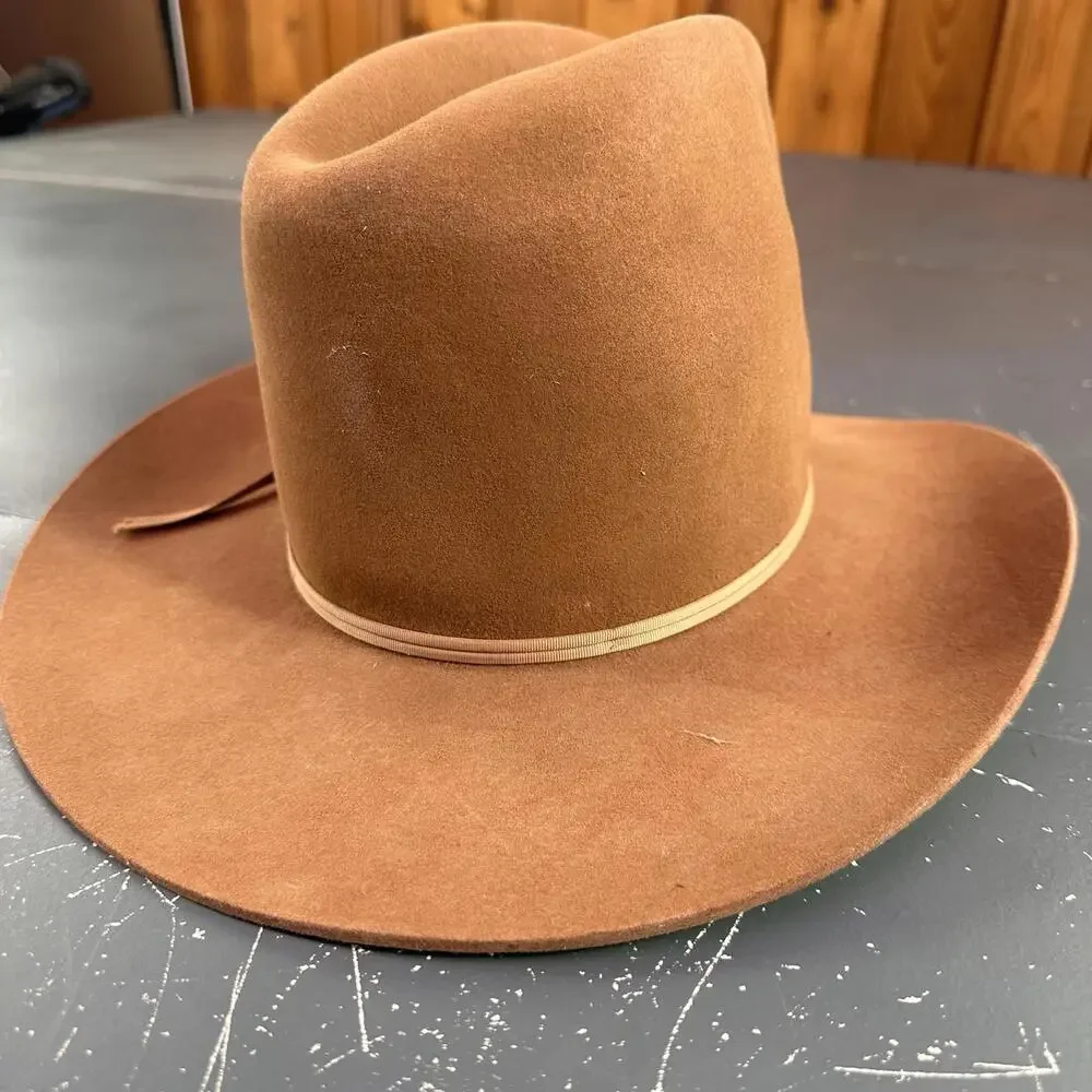 VTG Resistol Cowboy Hat Youth 6 5/8 Tan Rust Colored Wool Felt Made in USA - Picture 3 of 10